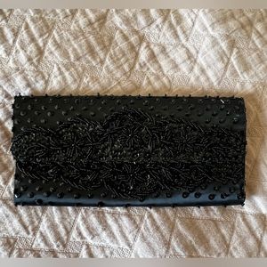 Vintage Black Small Clutch with Beading